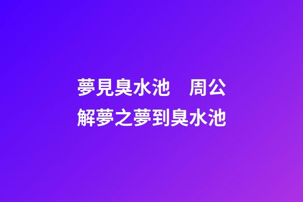 夢見臭水池　周公解夢之夢到臭水池